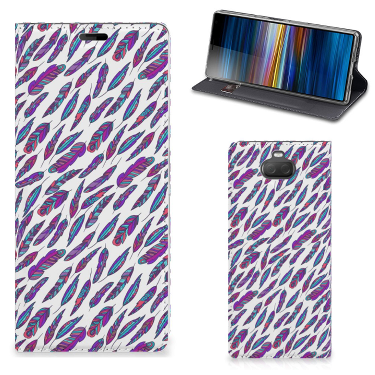 Sony Xperia 10 Plus Hoesje met Magneet Feathers Color