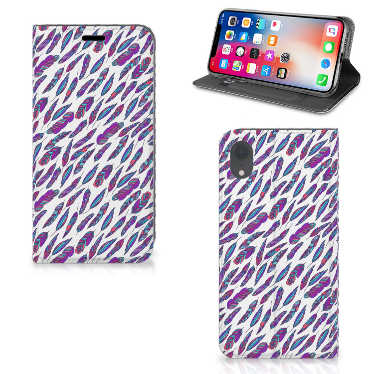 Apple iPhone Xr Standcase Hoesje Design Feathers Color