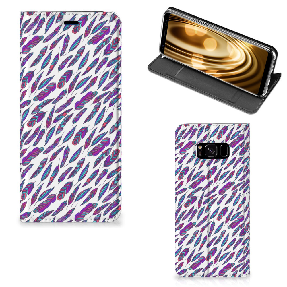 Samsung Galaxy S8 Standcase Hoesje Design Feathers Color