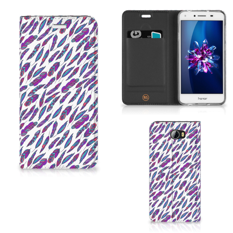 Huawei Y5 2 | Y6 Compact Standcase Hoesje Design Feathers Color
