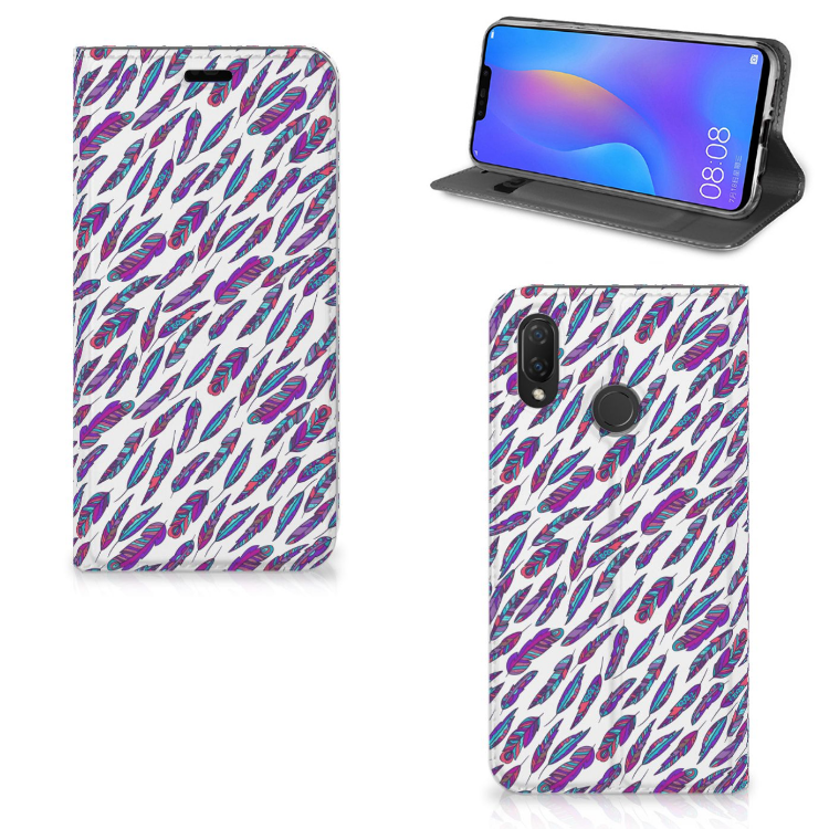Huawei P Smart Plus Standcase Hoesje Design Feathers Color