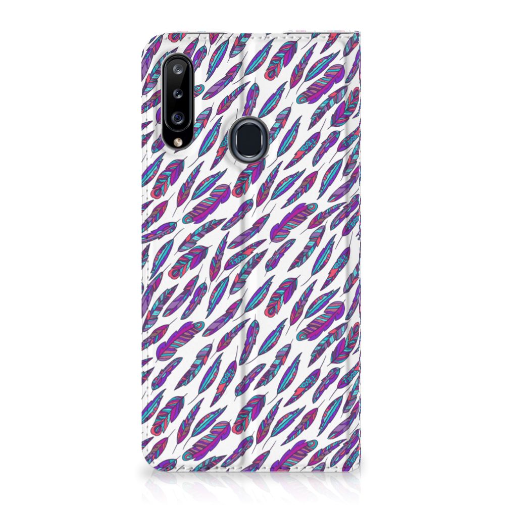 Samsung Galaxy A20s Hoesje met Magneet Feathers Color