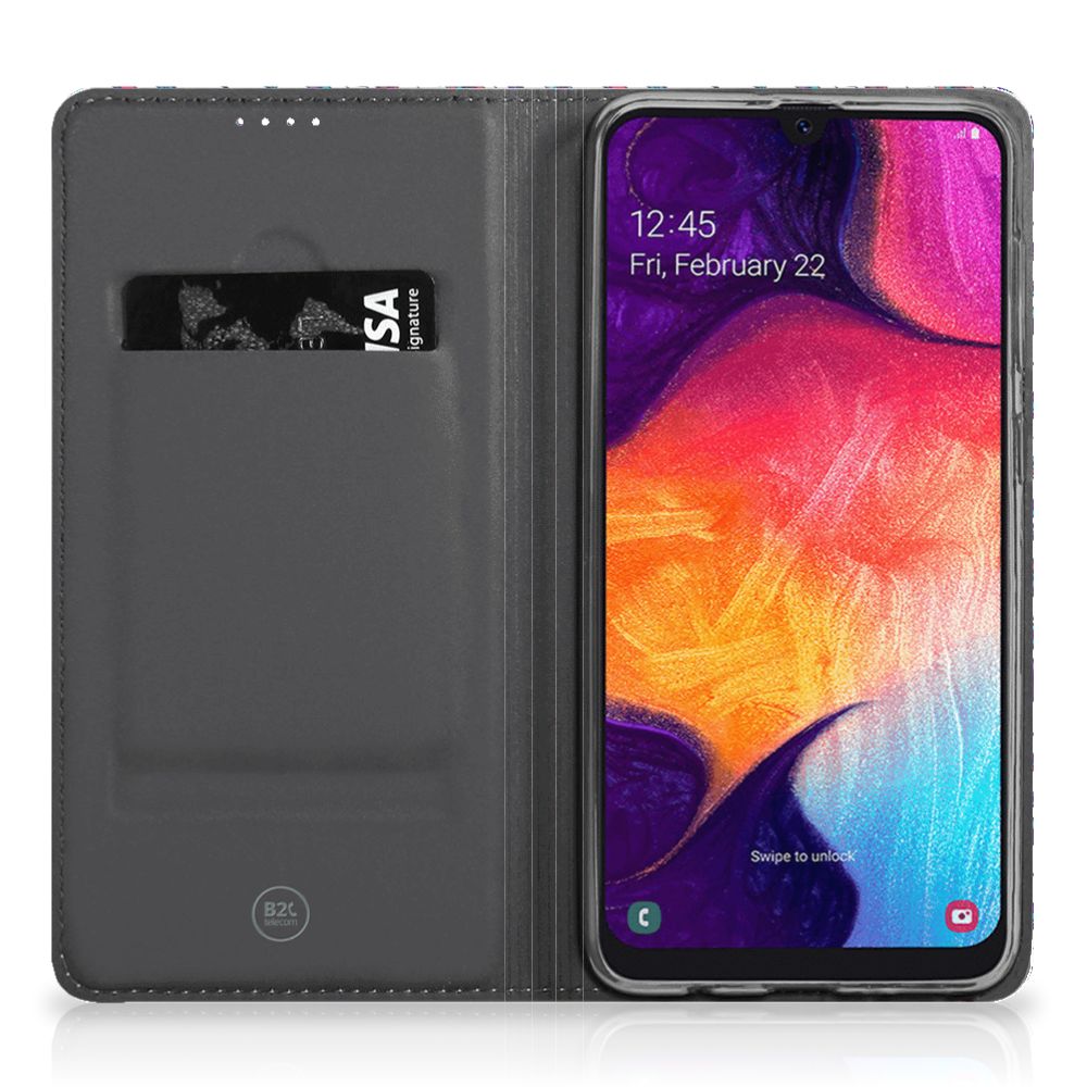 Samsung Galaxy A50 Hoesje met Magneet Feathers Color