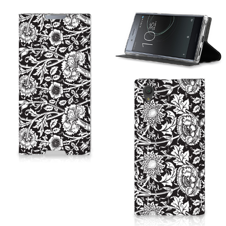 Sony Xperia L1 Uniek Standcase Hoesje Black Flowers