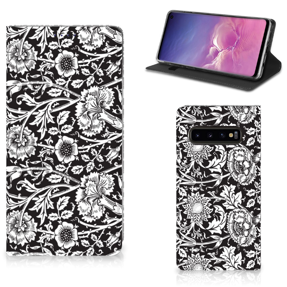 Samsung Galaxy S10 Smart Cover Black Flowers