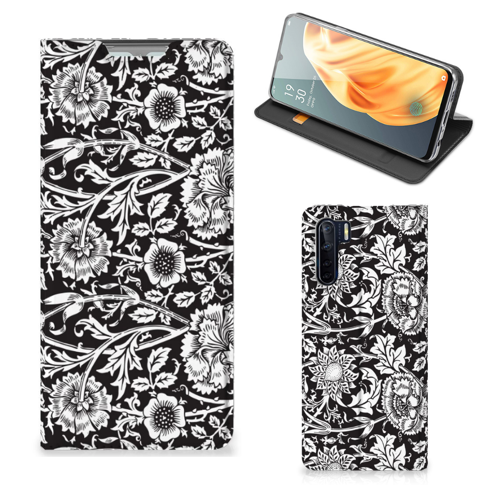OPPO Reno3 | A91 Smart Cover Black Flowers
