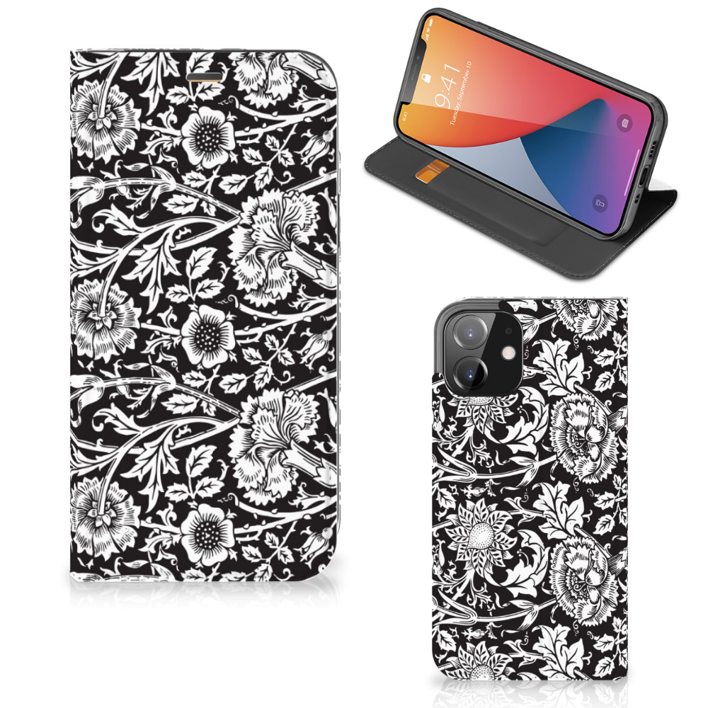 iPhone 12 | iPhone 12 Pro Smart Cover Black Flowers