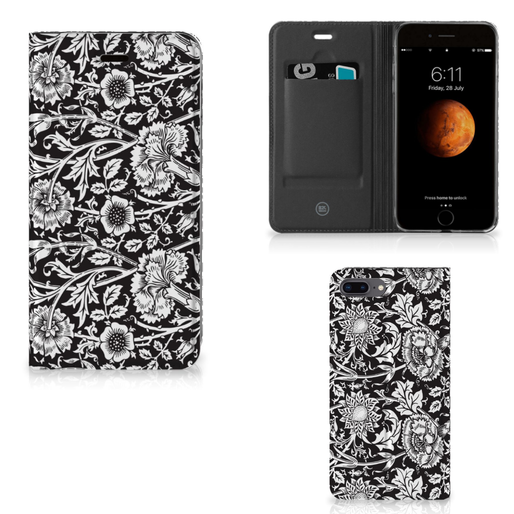 Apple iPhone 7 Plus | 8 Plus Smart Cover Black Flowers