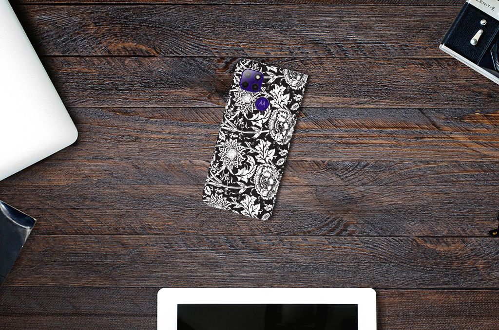 Motorola Moto G9 Power Smart Cover Black Flowers