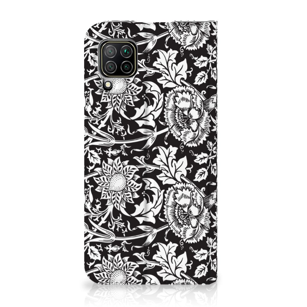Huawei P40 Lite Smart Cover Black Flowers