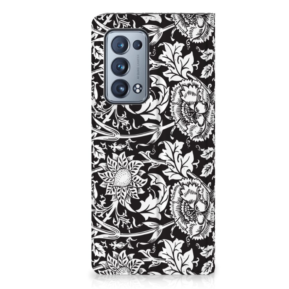 OPPO Reno 6 Pro Plus 5G Smart Cover Black Flowers