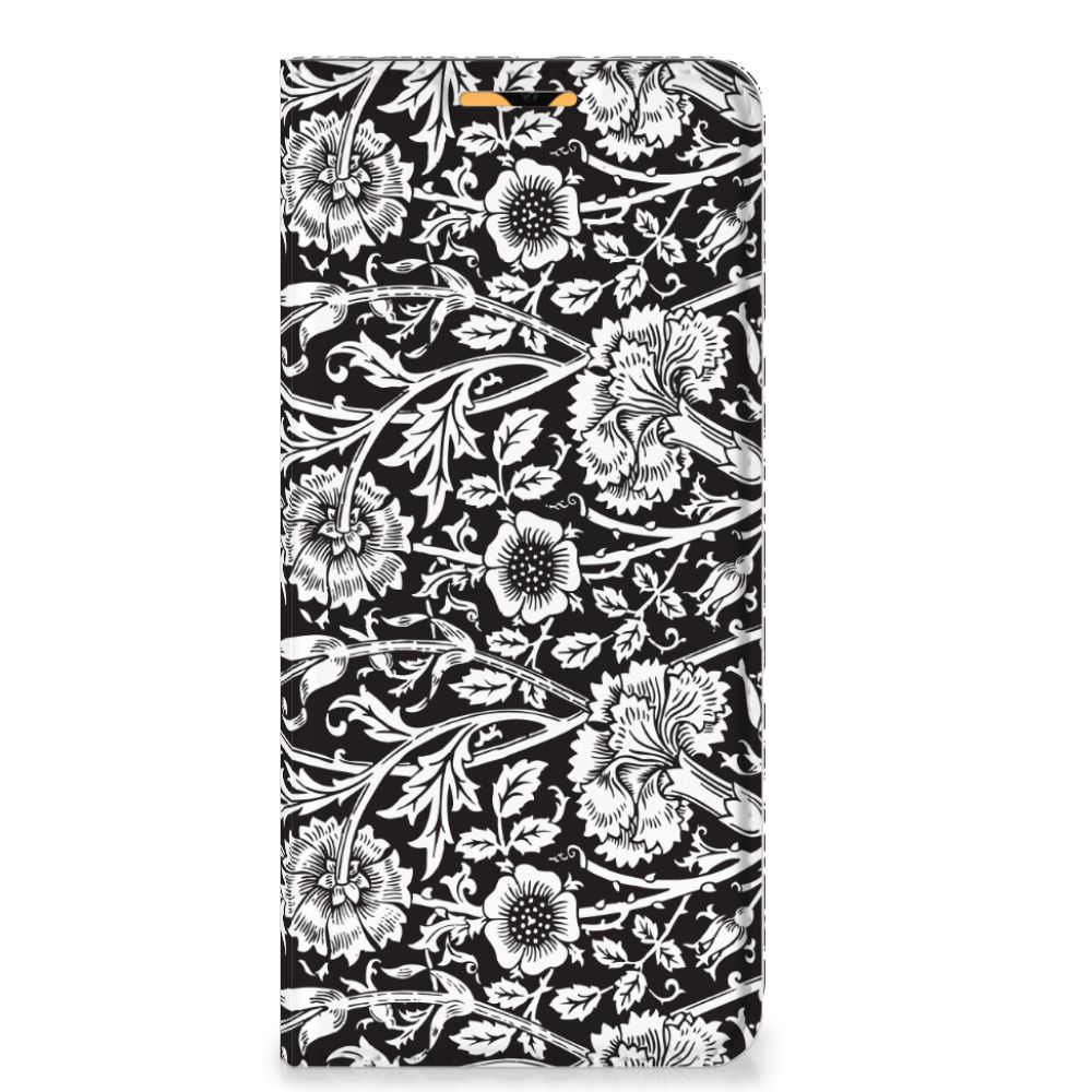 OPPO A15 Smart Cover Black Flowers