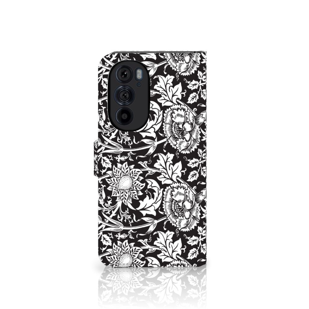 Motorola Edge 30 Pro Hoesje Black Flowers