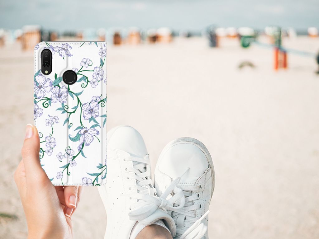 Huawei Y7 hoesje Y7 Pro (2019) Uniek Smart Cover Blossom White