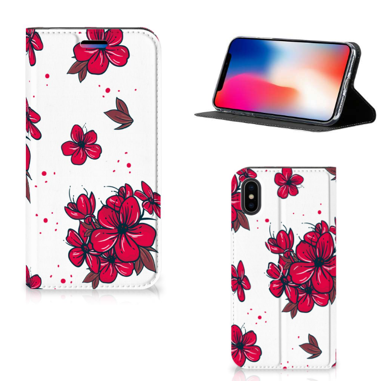 Apple iPhone X | Xs Standcase Hoesje Design Blossom Red