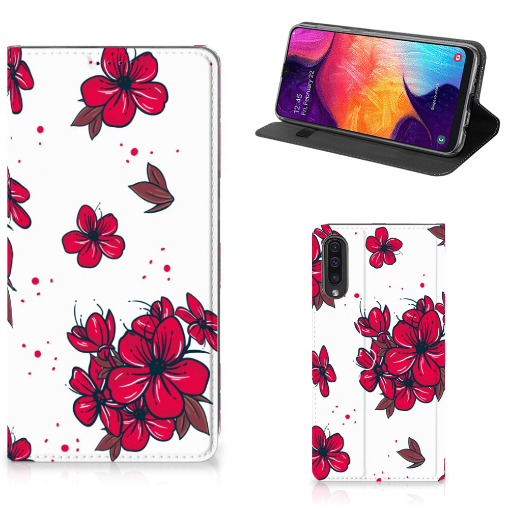Samsung Galaxy A50 Standcase Hoesje Design Blossom Red