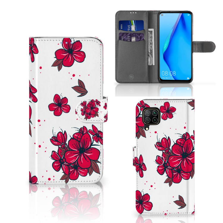 Huawei P40 Lite Hoesje Blossom Red