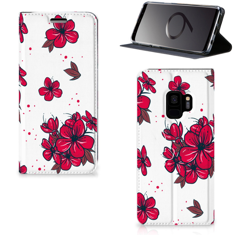 Samsung Galaxy S9 Standcase Hoesje Design Blossom Red