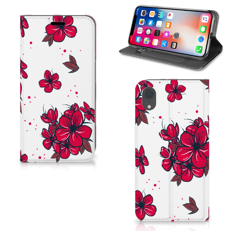Apple iPhone Xr Standcase Hoesje Design Blossom Red
