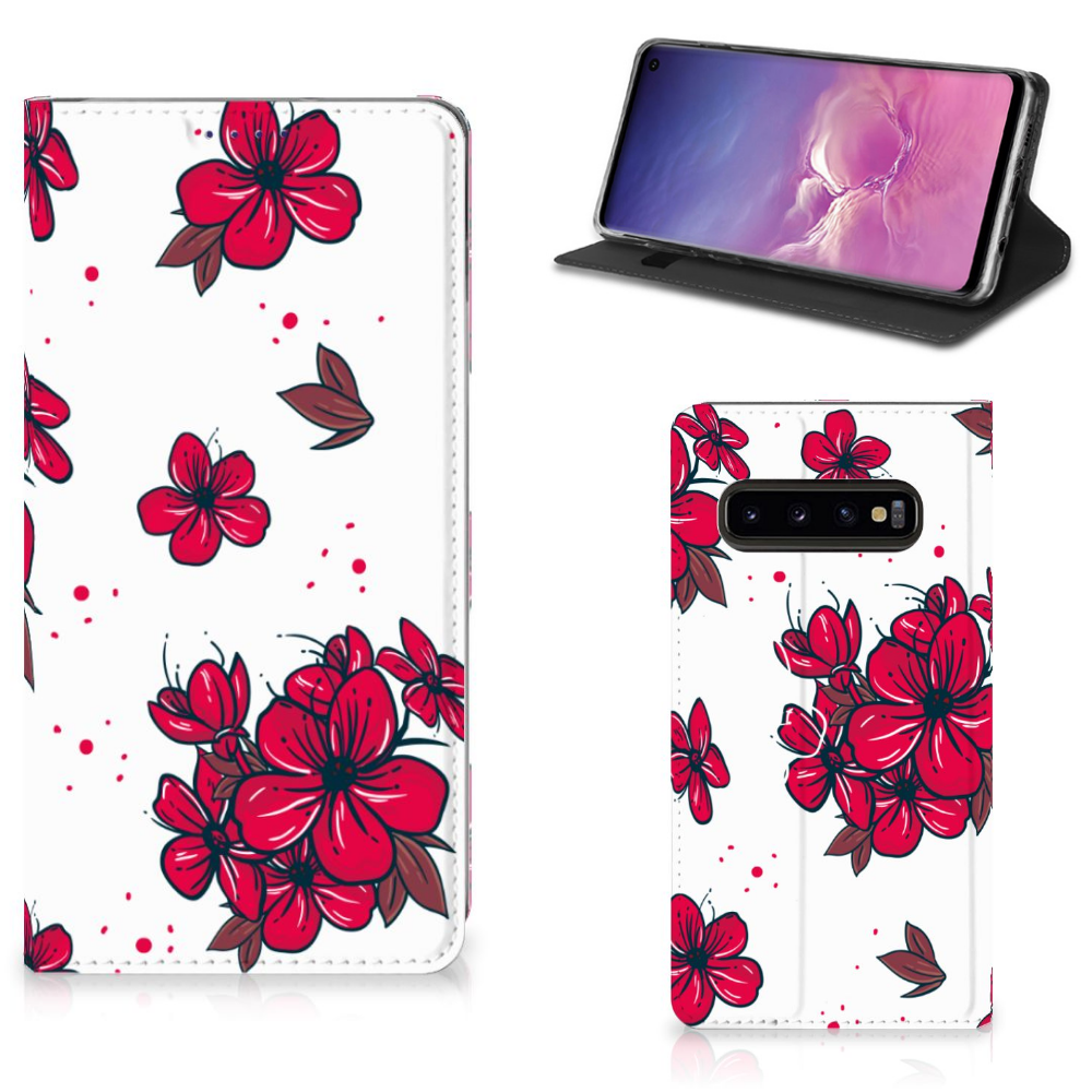 Samsung Galaxy S10 Standcase Hoesje Design Blossom Red