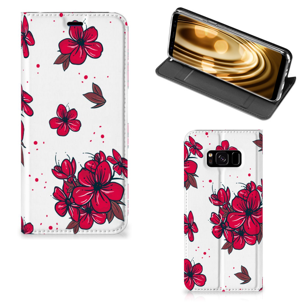 Samsung Galaxy S8 Standcase Hoesje Design Blossom Red