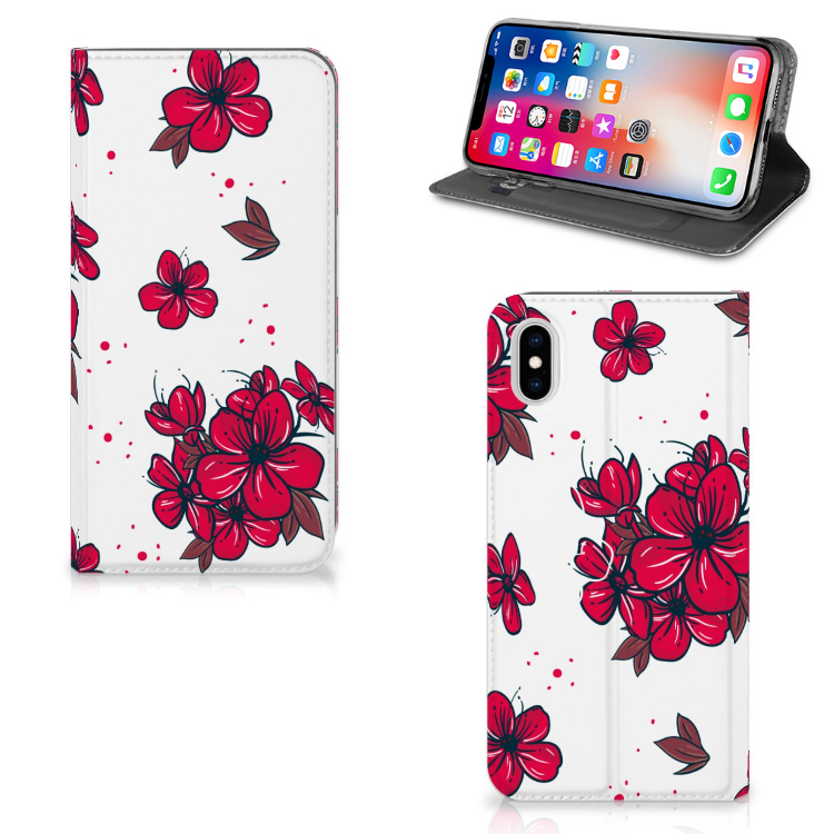 Apple iPhone Xs Max Standcase Hoesje Design Blossom Red