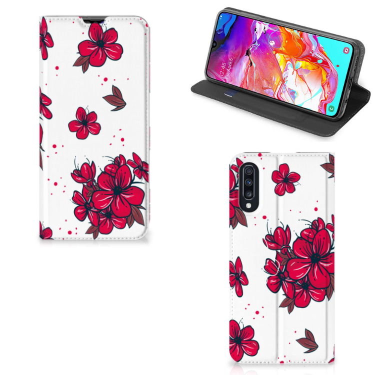 Samsung Galaxy A70 Standcase Hoesje Design Blossom Red