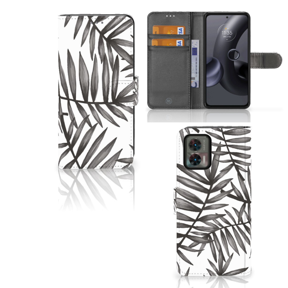 Motorola Edge 30 Neo Hoesje Leaves Grey