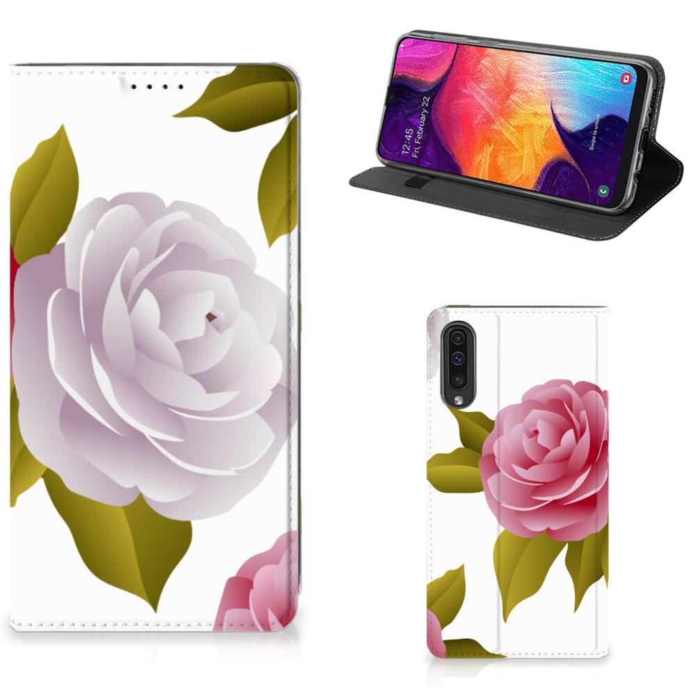 Samsung Galaxy A50 Uniek Standcase Hoesje Roses