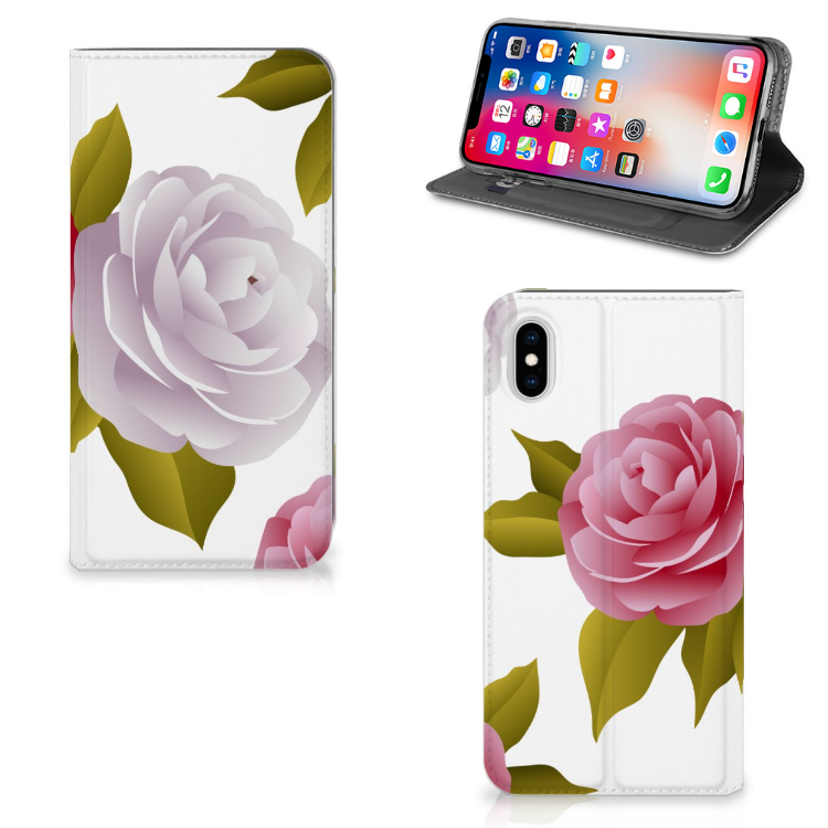 Apple iPhone Xs Max Uniek Standcase Hoesje Roses