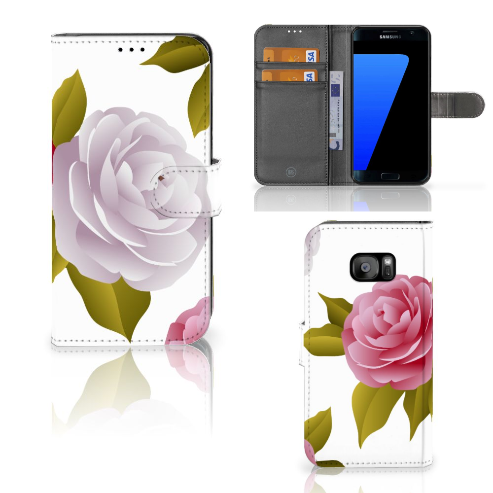 Samsung Galaxy S7 Edge Uniek Boekhoesje Roses
