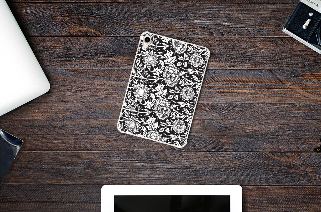 Apple iPad mini 6 (2021) Siliconen Hoesje Black Flowers