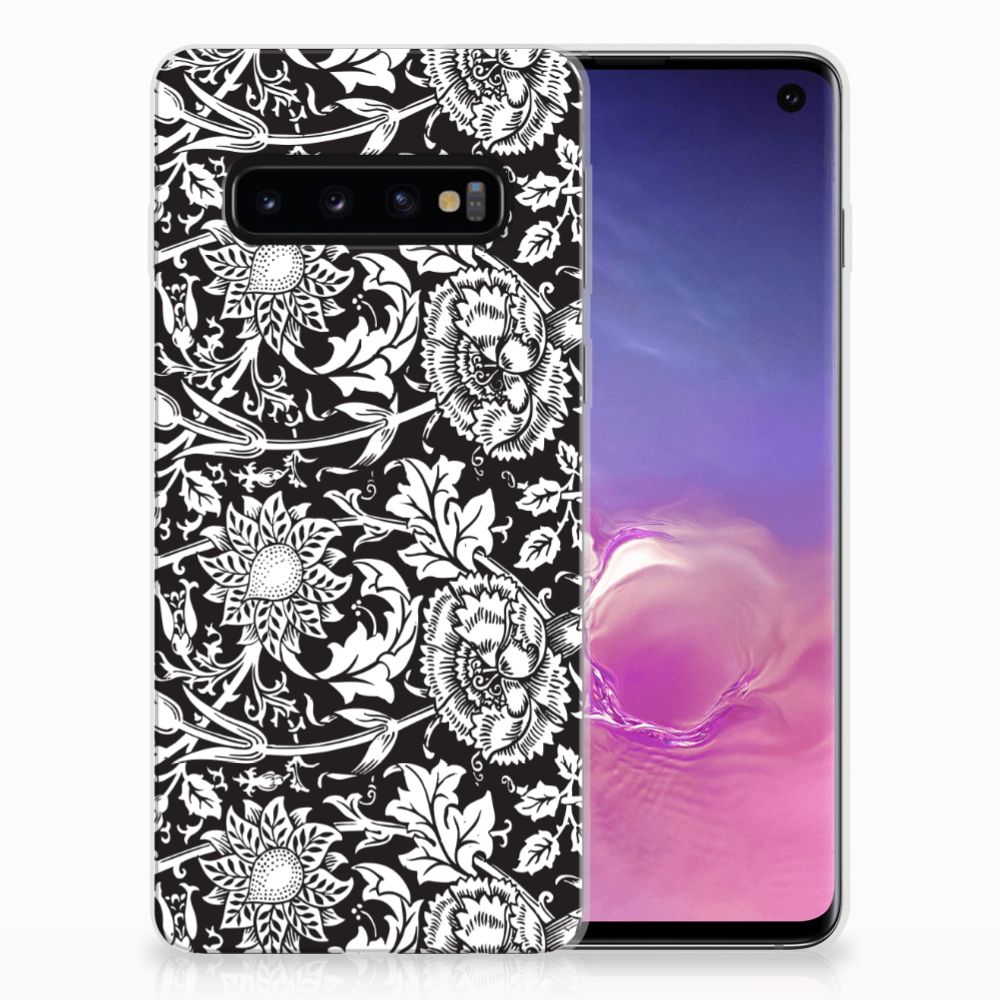 Samsung Galaxy S10 TPU Case Black Flowers