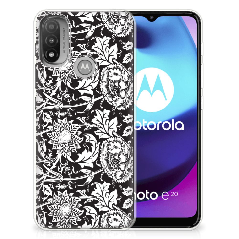 Motorola Moto E20 | E40 TPU Case Black Flowers