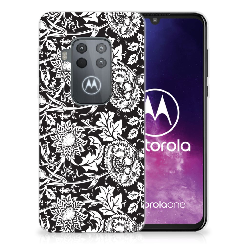 Motorola One Zoom TPU Case Black Flowers