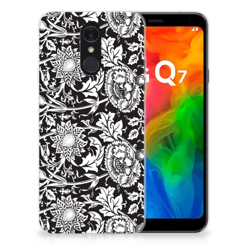 LG Q7 TPU Case Black Flowers