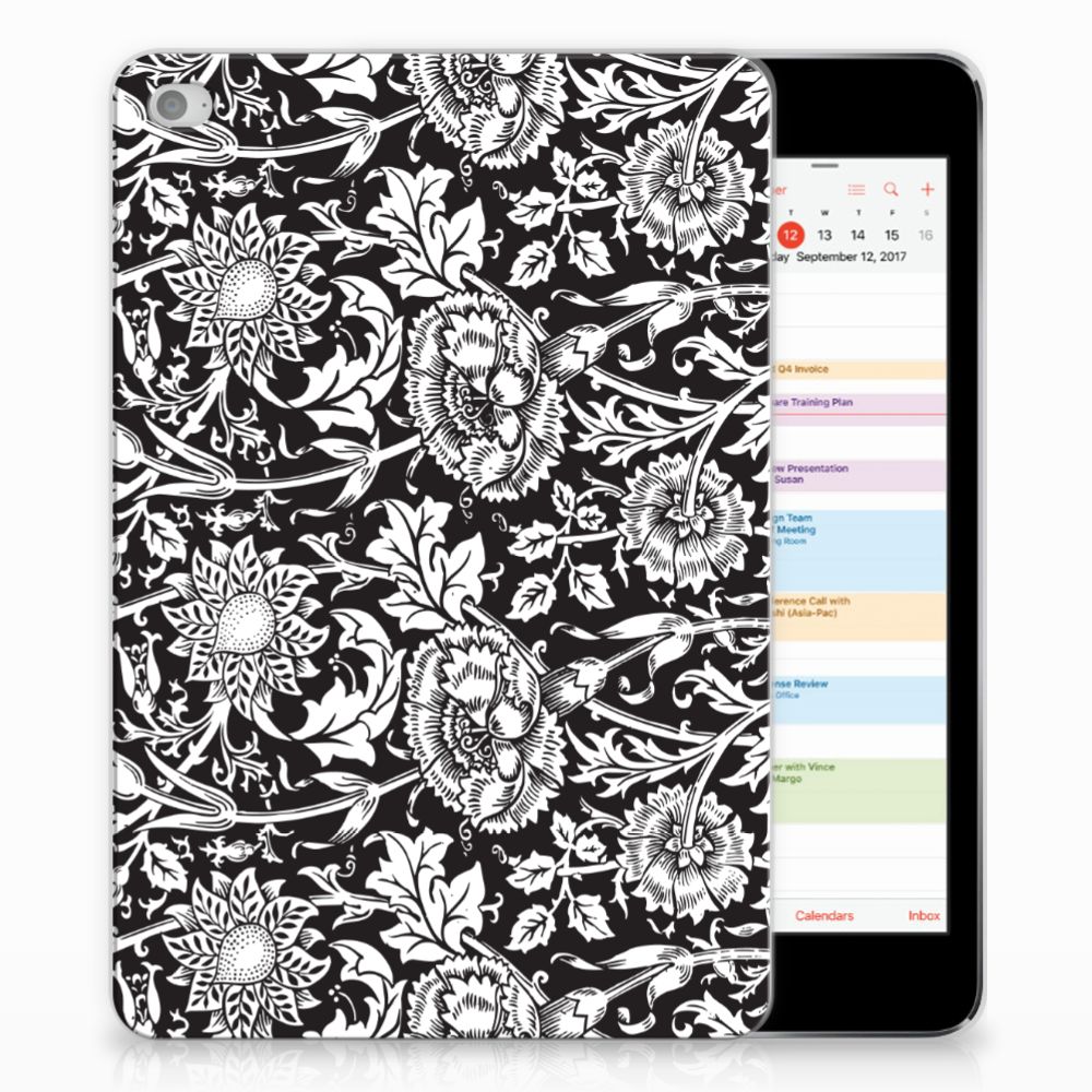 Apple iPad Mini 4 Uniek Tablethoesje Black Flowers
