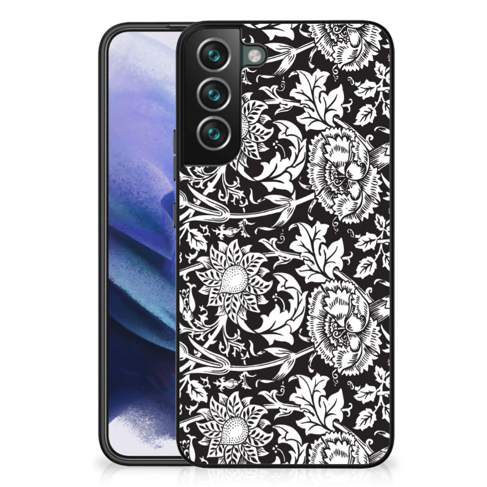 Samsung Galaxy S22 Plus Bloemen Hoesje Black Flowers