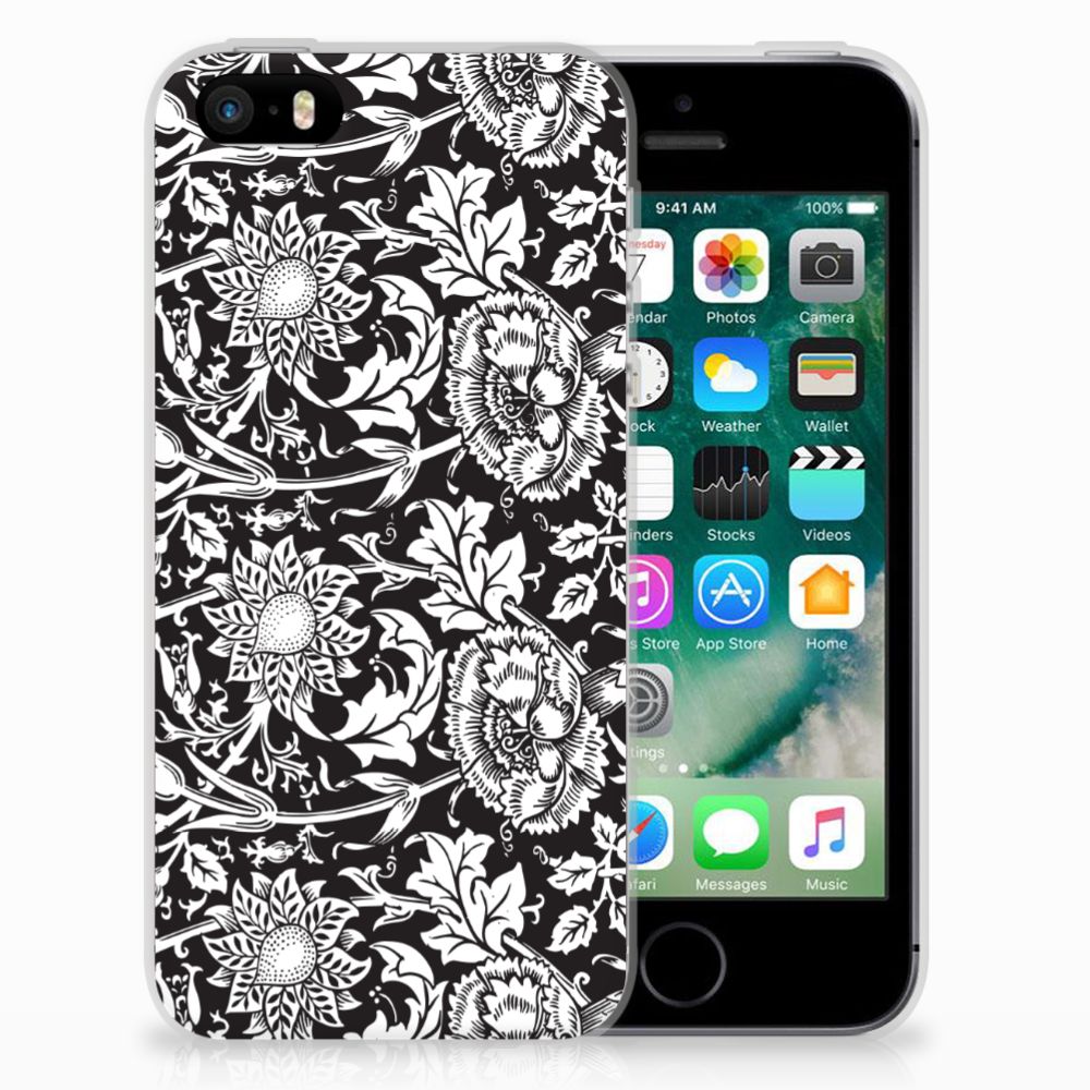 Apple iPhone SE | 5S TPU Case Black Flowers