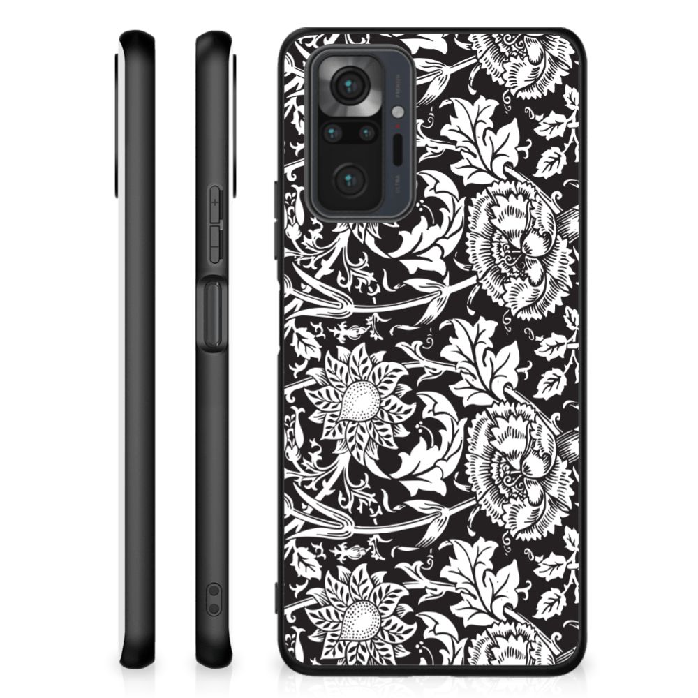Xiaomi Redmi Note 10 Pro Bloemen Hoesje Black Flowers