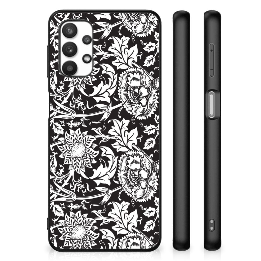 Samsung Galaxy A32 5G Bloemen Hoesje Black Flowers