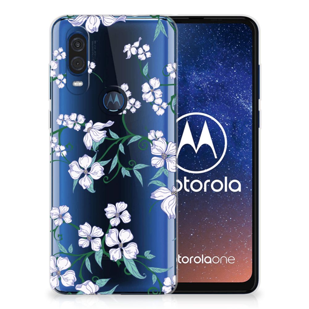 Motorola One Vision Uniek TPU Case Blossom White