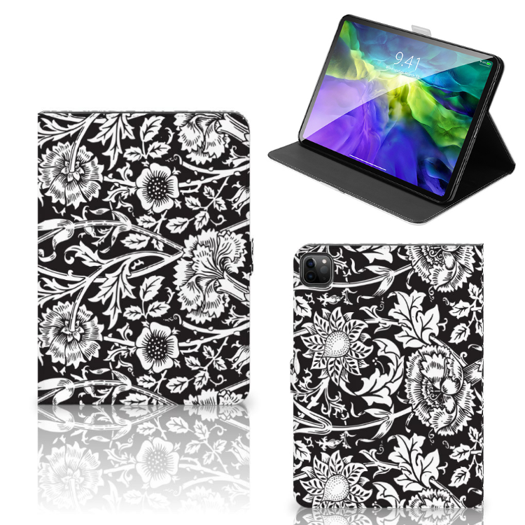 iPad Pro 11 2020/2021/2022 Tablet Cover Black Flowers