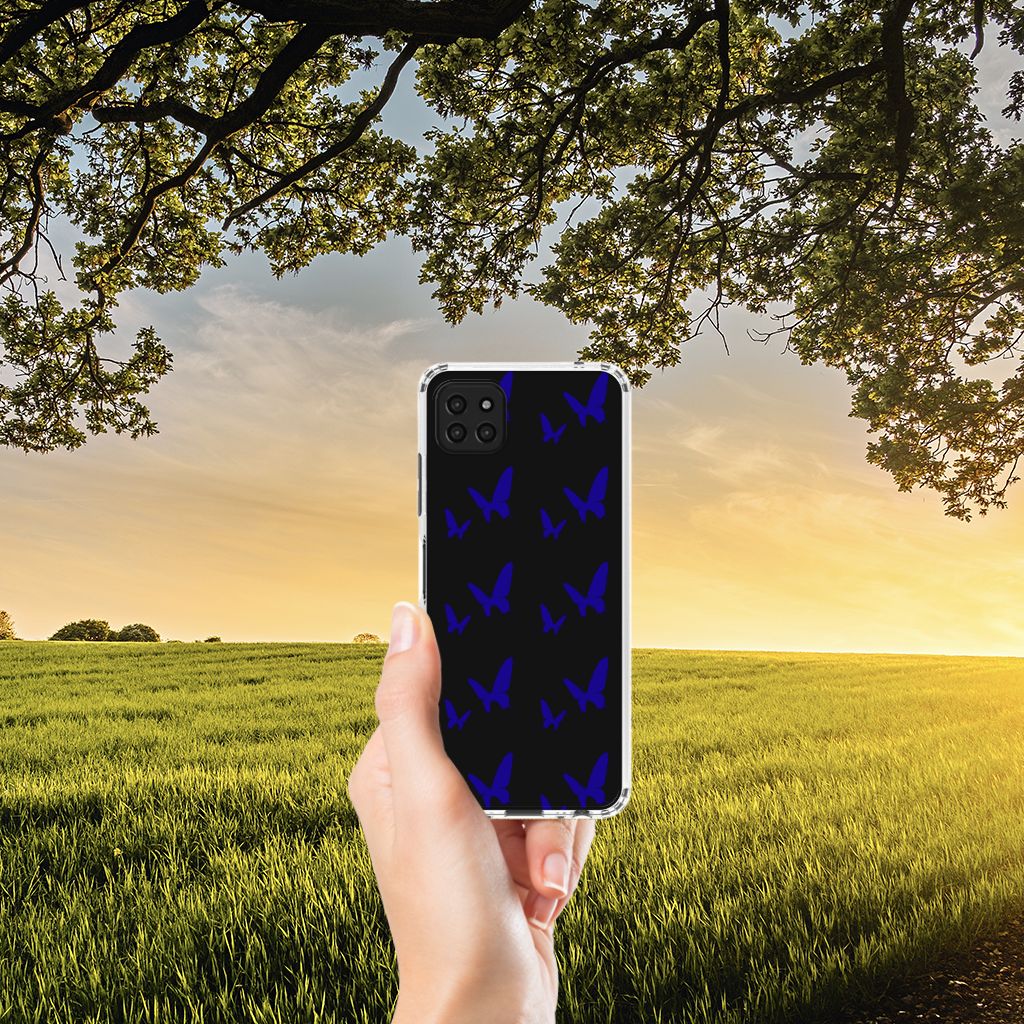 Samsung Galaxy A22 5G Doorzichtige Silicone Hoesje Vlinder Patroon