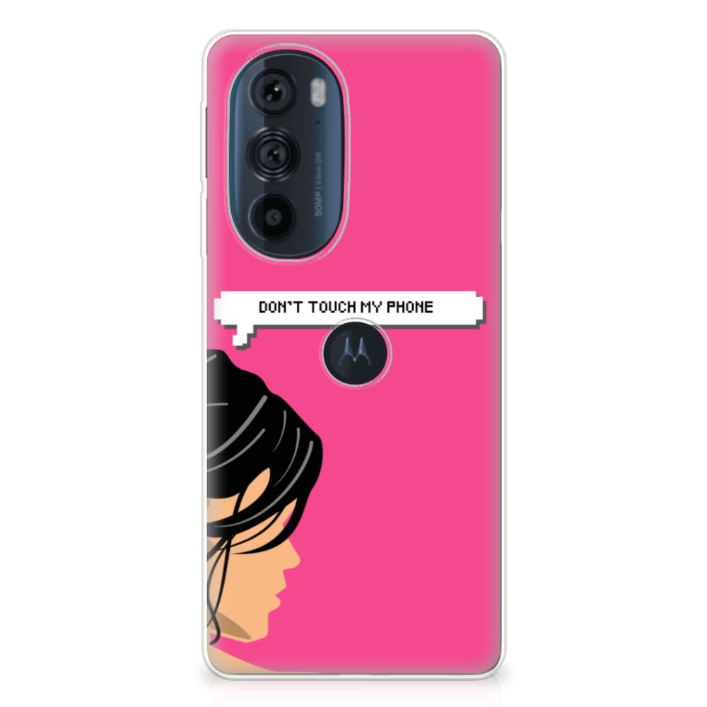 Motorola Edge 30 Pro Silicone-hoesje Woman Don't Touch My Phone