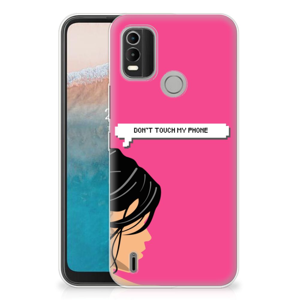 Nokia C21 Plus Silicone-hoesje Woman Don't Touch My Phone