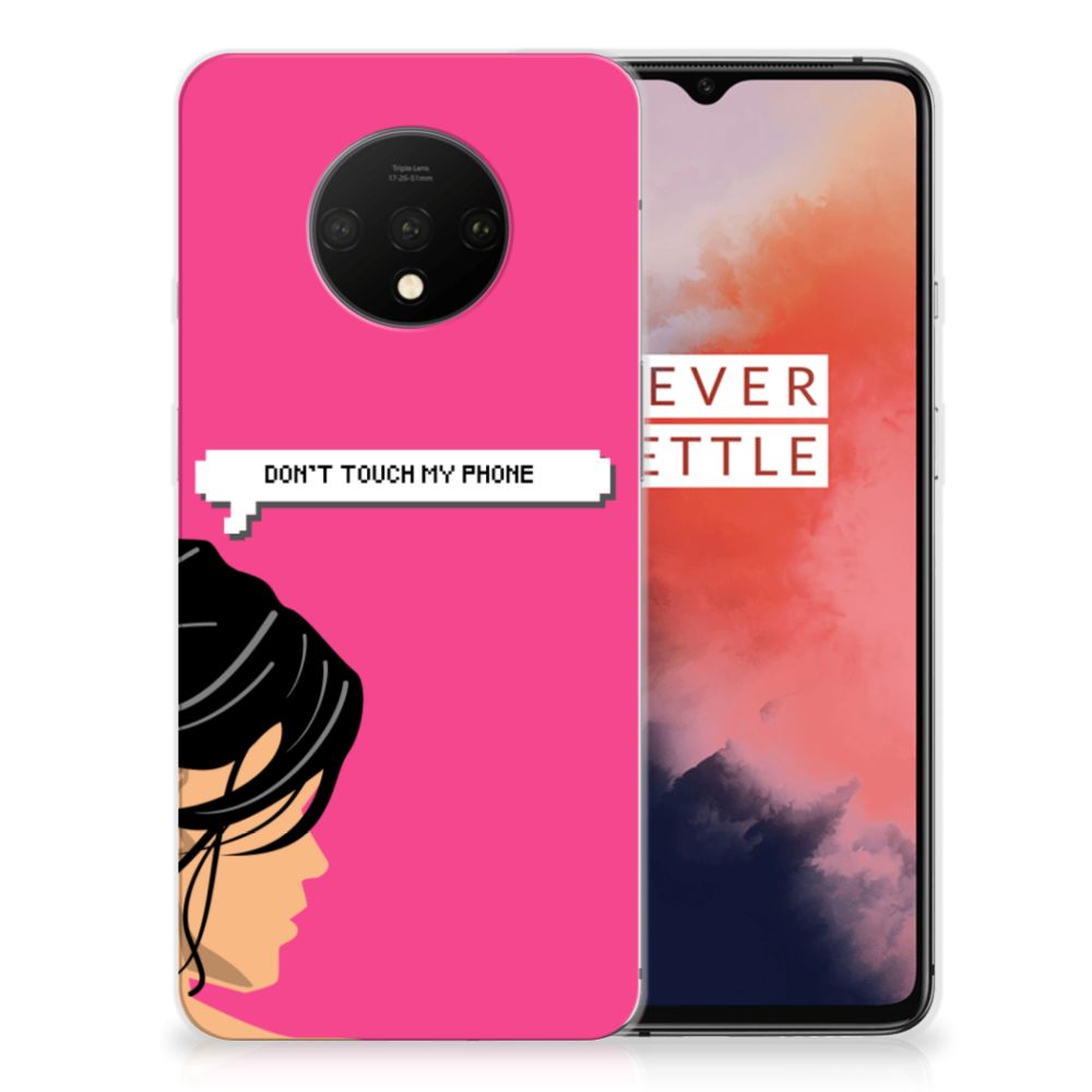 OnePlus 7T Silicone-hoesje Woman Don't Touch My Phone
