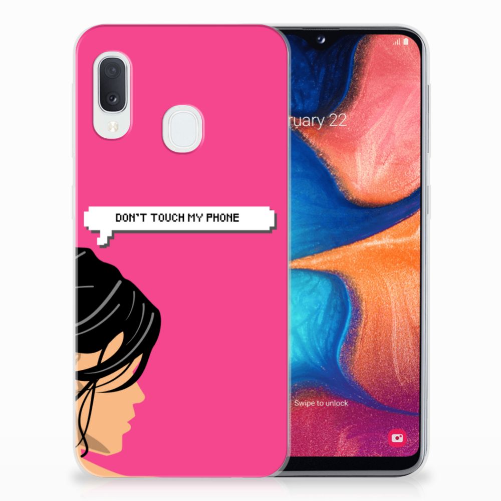 Samsung Galaxy A20e Silicone-hoesje Woman Don't Touch My Phone