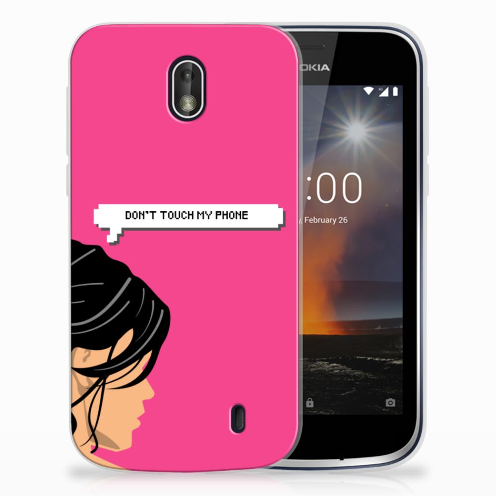 Nokia 1 Silicone-hoesje Woman Don't Touch My Phone