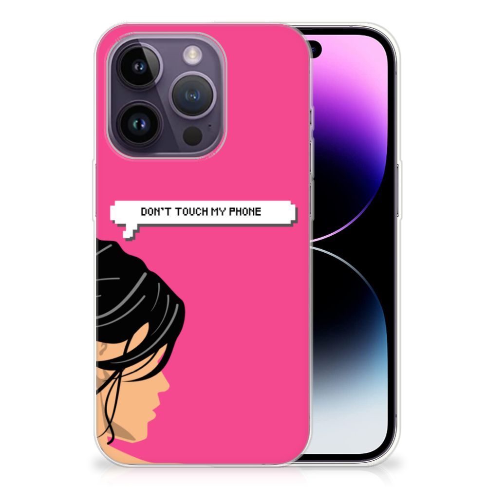 Apple iPhone 14 Pro Silicone-hoesje Woman Don't Touch My Phone